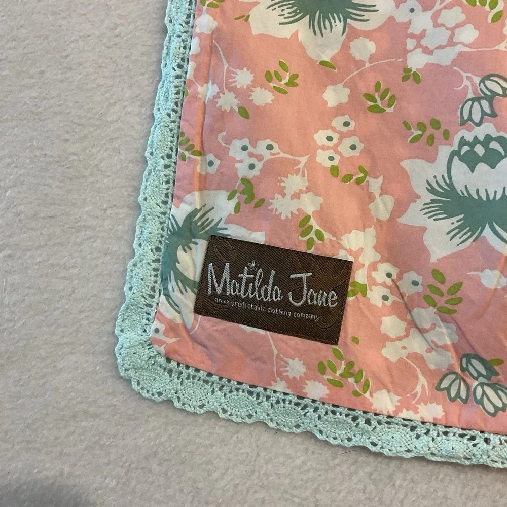 Matilda Jane Lazy Days Pillow Sham Brown Polka Dots Pink Floral Ruffles Lace